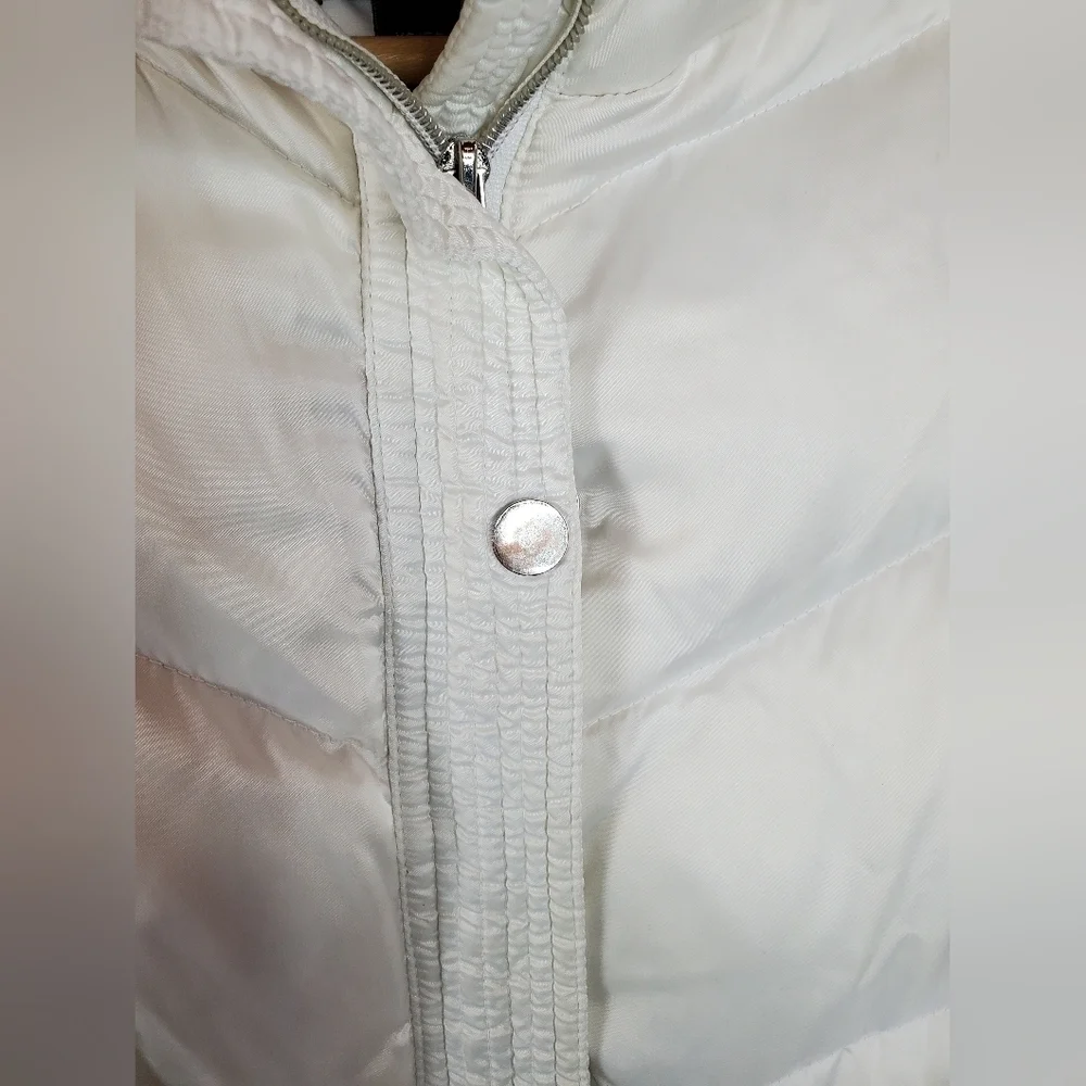 DANIER leather womens white long goose down jacket. Size xs. EUC - Picture 5 of 13